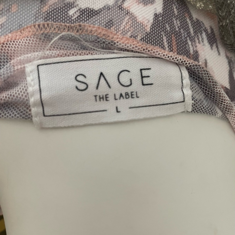 Sage Abstract Pattern Sheer Layering Top - image 2